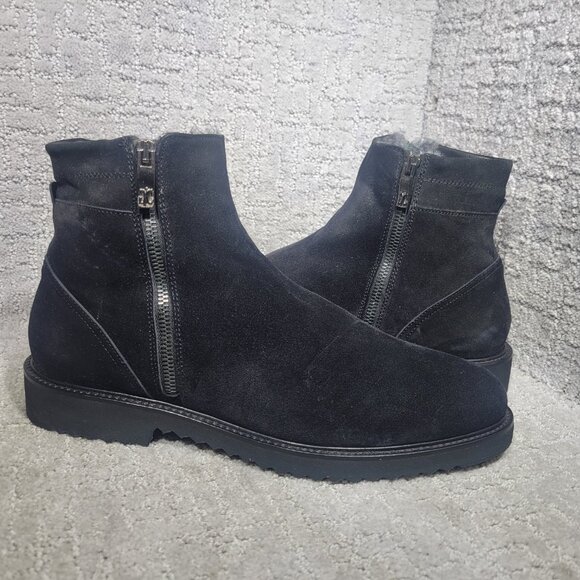 Giovanni Conti Mens Size EU 45 US 12 Black Suede Sherpa Lined Winter Ankle Boots - Picture 9 of 13